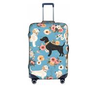 GQSZCYHLKL Sweet Basset Hound Florals Suitcase Cover Stylish Protective Travel Bag Cover with Dual Sided Print, Elastic Design for Secure Fit and Scratch Protection