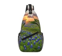GQSZCYHLKL Texas Bluebonnets Scenery Print Men'S Casual Chest Crossbody Bag With Multi-Pocket Design â€“ Lightweight & Spacious Front Bag For Travel, Work & Daily Use