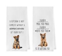 Gqtt German Shepherd Dish Towels Set - Funny German Shepherd Gifts Waffle Weave Kitchen Towels, Decorative Hand Tea Towels for Bathroom Kitchen (1624 Inches Set of 2)