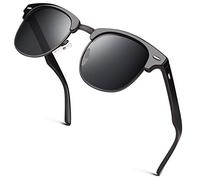 GQUEEN Horn Rimmed Half Frame Polarised Sunglasses Mens Womens UV400 | Lightweight, Adjustable Nose Pads, Retro Shades, Reduce Glare, Driving, Fishing, Running, Golfing, Sun Glasses