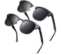 GQUEEN Horn Rimmed Half Frame Polarized Sunglasses Mens Womens 2 Pack