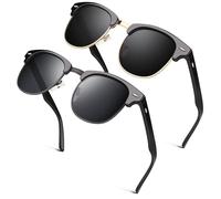 GQUEEN Horn Rimmed Half Frame Polarized Sunglasses Mens Womens 2 Pack