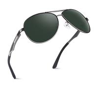 GQUEEN Polarised Sunglasses Mens Womens, Al-Mg Alloy Frame Spring Hinges, Pilot Style Shades UV400 Protection, Green