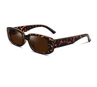 GQUEEN Rectangle Sunglasses for Women Polarized Square Retro Vintage 90s Trendy Fashion UV400 Tortoise Brown