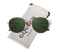 GQUEEN Retro Round Polarised Sunglasses Womens Mens Spring Hinge Metal Frame Trendy Hippie Oval Sun Glasses Shades UV400