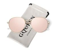 GQUEEN Retro Round Polarised Sunglasses Womens Mens Spring Hinge Metal Frame Trendy Hippie Oval Sun Glasses Shades UV400