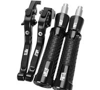 GQUIKGW Replace 7/8" 22MM Hand Grips Handlebar End for Y-AMAHA for Blaster YFS200 for Yfs200 2005 2006 Motorcycle Adjustable Brake Clutch Levers(Black- Silver)