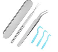 GQunit 1 Set Tick Remover Tools for Dogs, Stainless Steel Tick Remover Set with Tweezers, four Clips and box, Removal Tweezers for Humans, Dogs, Cats