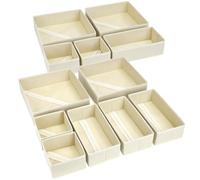 GQunit 12 Pack Drawer Organisers Foldable Box - Fabric Drawer Dividers Wardrobe Storage Organiser Draw Cubes for Wardrobe, Underwear, Socks, Beige