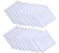 GQunit 20 Pcs Soft White Cotton Handkerchiefs,Men's Pocket Squares, Soft Cotton White Hankie Handkerchiefs