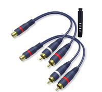 GQunit 2pcs RCA Splitter Cable, 15cm rca Y Adapter 1 Male to 2 Female Extension Cable RCA to JACK for Subwoofer, Speaker, AMP, Turntable, Receiver, Home Theater(Blue)