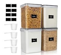 GQunit 4pcs 2.5L Airtight Food Storage Container Set, Flour Storage Containers with Labels, Large Capacity for Cereal, Rice, Pasta, Dry Food