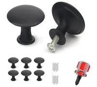 GQunit 6 Pack Cabinet Door Knobs, Black Drawer Knobs, 30mm Cupboard Handles Knob Round with Screws and Screwdriver for Cupboard, Cabinet, Drawer