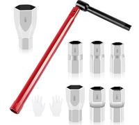 GQunit 8-17mm Faucet Bathroom Back Nut Kit Changeable Wrench Socket Adjustable Box Spanners, Tap Spanner Set with 7 Sockets Nut for Bath Basin Kitchen Sink Plumber Tap Installation Tool