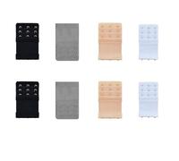 GQunit 8Pcs Bra Strap Extenders Set Elastic Extensions 3 Hooks White, Black, Grey and Skin Colors
