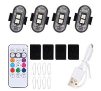 GQunit LED Car Strobe Lights, 4-Pack, 8 Colours, USB Rechargeable Waterproof Warning Lights with Remote Control for Vehicles
