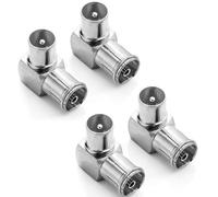 GQunit TV Male Aerial Coaxial Adaptor to PAL Female Adapter Right Angle, 4 Pack AngleTV Satellite Antenna RF Coax Adapter Male to Female Connector