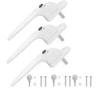 GQunit UPVC Window Handle, 3PCS Lockable Window Handle Aluminum White Universal Espag Handles with Key for UPVC Windows, Easy Installation