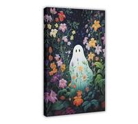 GQVCJSW Ghost in The Flower Forest Poster, Spooky Art (2) Canvas Poster Wall Art Decor Print Picture Paintings for Living Room Bedroom Decoration 08x12inch(20x30cm)