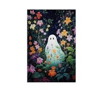 GQVCJSW Ghost in The Flower Forest Poster, Spooky Art (2) Canvas Poster Wall Art Decor Print Picture Paintings for Living Room Bedroom Decoration 16x24inch(40x60cm)