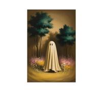 GQVCJSW Ghost in The Flower Forest Poster, Spooky Art Canvas Poster Wall Art Decor Print Picture Paintings for Living Room Bedroom Decoration 24x36inch(60x90cm)