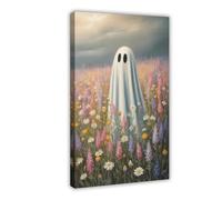 GQVCJSW Ghost in The Wildflower Poster, Spooky Art (2) Canvas Poster Bedroom Decor Landscape Office Room Decor Gift 24x36inch(60x90cm)