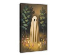 GQVCJSW Ghost in The Wildflower Poster, Spooky Art, Canvas Poster Wall Art Decor Print Picture Paintings for Living Room Bedroom Decoration 08x12inch(20x30cm)