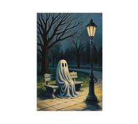 GQVCJSW Ghost Is Sitting on The Bench Poster Canvas Poster Bedroom Decor Landscape Office Room Decor Gift 12x18inch(30x45cm)
