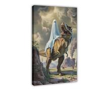 GQVCJSW Ghost Riding A Dinosaur Poster Canvas Poster Wall Art Decor Print Picture Paintings for Living Room Bedroom Decoration 08x12inch(20x30cm)