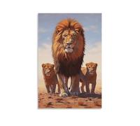 GQVCJSW Guardian's Legacy-Male Lion And Cubs（2） Canvas Poster Bedroom Decor Landscape Office Room Decor Gift 20x30inch(50x75cm)