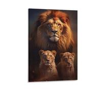 GQVCJSW Guardian's Legacy Male Lion And Cubs Canvas Poster Wall Art Decor Print Picture Paintings for Living Room Bedroom Decoration 20x30inch(50x75cm)