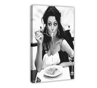 GQVCJSW Italian Woman Eating Pasta,Vintage Photo Canvas Poster Bedroom Decor Landscape Office Room Decor Gift 12x18inch(30x45cm)