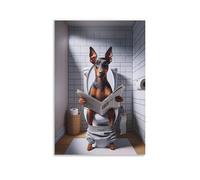 GQVCJSW Manchester Terrier, Funny Bathroom Decor Canvas Poster Bedroom Decor Landscape Office Room Decor Gift 12x18inch(30x45cm)