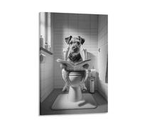 GQVCJSW Patterdale Terrier, Funny Bathroom Decor Canvas Poster Bedroom Decor Landscape Office Room Decor Gift 12x18inch(30x45cm)