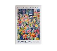 GQVCJSW Spain Flower Market Barcelona, Canvas Poster Bedroom Decor Landscape Office Room Decor Gift 08x12inch(20x30cm)