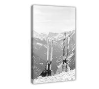 GQVCJSW Vintage Apres Ski Photo, Black And White Canvas Poster Bedroom Decor Landscape Office Room Decor Gift 16x24inch(40x60cm)
