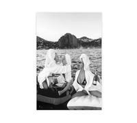 GQVCJSW Woman Eating Pasta on Lake, Wine Poster Canvas Poster Bedroom Decor Landscape Office Room Decor Gift 08x12inch(20x30cm)