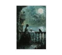 GQVCJSW Woman Looking at Sea, Gothic Balcony Painting Canvas Poster Wall Art Decor Print Picture Paintings for Living Room Bedroom Decoration 20x30inch(50x75cm)