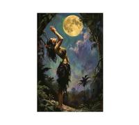 GQVCJSW Woman Praying in The Moonlight Canvas Poster Bedroom Decor Landscape Office Room Decor Gift 12x18inch(30x45cm)
