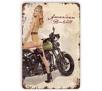 GQWJKSZ Aluminum Tin Sign Vintage 1943 Motorcycle Pinup Retro Metal Sign for Garden Home Office Wall Decor 8x12 Inch