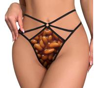 GQWJKSZ Baked Beans Food Womenu's Sexy G String Thong Funny T-Back Stretch Printed Panties Underwear