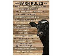 GQWJKSZ Barn Rules Cow Poster Home Decor Gift For Cow Lover/Metal Tin Sign 8x12 in