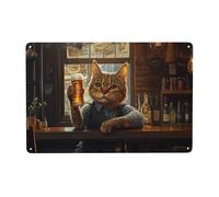 GQWJKSZ Cat Waiter Metal Tin Sign,Vintage American Bar Wall Art Wall Decor,Vintage Bar Decor,Cat Waiter Metal Poster Decor,For Home Indoor Outdoor Bar Pub Game Room Man Cave,Easy To Hang 12x8inch