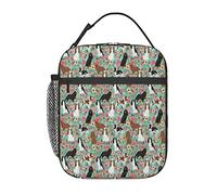 GQWJKSZ Cavalier King Charles Spaniel Floral Lunch Bag, Durable Insulated Lunch Box Reusable Adults Tote Bag Reusable Cooler Bag
