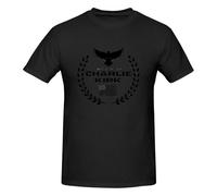 GQWJKSZ Charlie Kirk Forever in Our Hearts T-Shirt Men's Short Sleeve Crew Neck Cotton Shirt Black