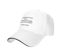 GQWJKSZ Charlie Kirk Freedom is Not Free, It Must Be Fought for and Defended Trucker Hat Vintage Dad Hats Adjustable Men Women Baseball Cap White