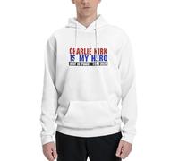 GQWJKSZ Charlie Kirk Is My Hero Hoodies For Men Women Unisex Hoodies Hooded Sweatshirt S White