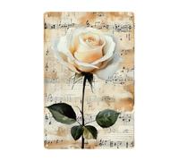 GQWJKSZ Chic Rustic Printed Metal Poster, Romantic Vintage Music & Roses Metal Sign, Pentimento With Flowers Wall Decor, For Home Music Room Bar Man Cave Bathroom Cafe 12x8inch