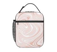 GQWJKSZ Delicate Pink Marble of Marble with Imitation of Rose Gold Lunch Bag, Durable Insulated Lunch Box Reusable Adults Tote Bag Reusable Cooler Bag