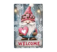 GQWJKSZ Dwarf Holding A Heart Warm Welcome Sign, Welcome Sign Rustic Printed Metal Poster, For Home Indoor Outdoor Wall Decor 12x16inch